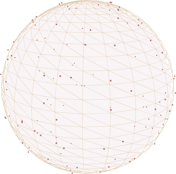 A glowing wireframe globe dotted with makers